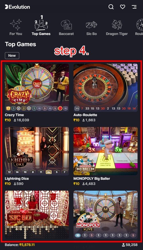 HOW TO PLAY ONLINE LIVE CASINO Step 4.